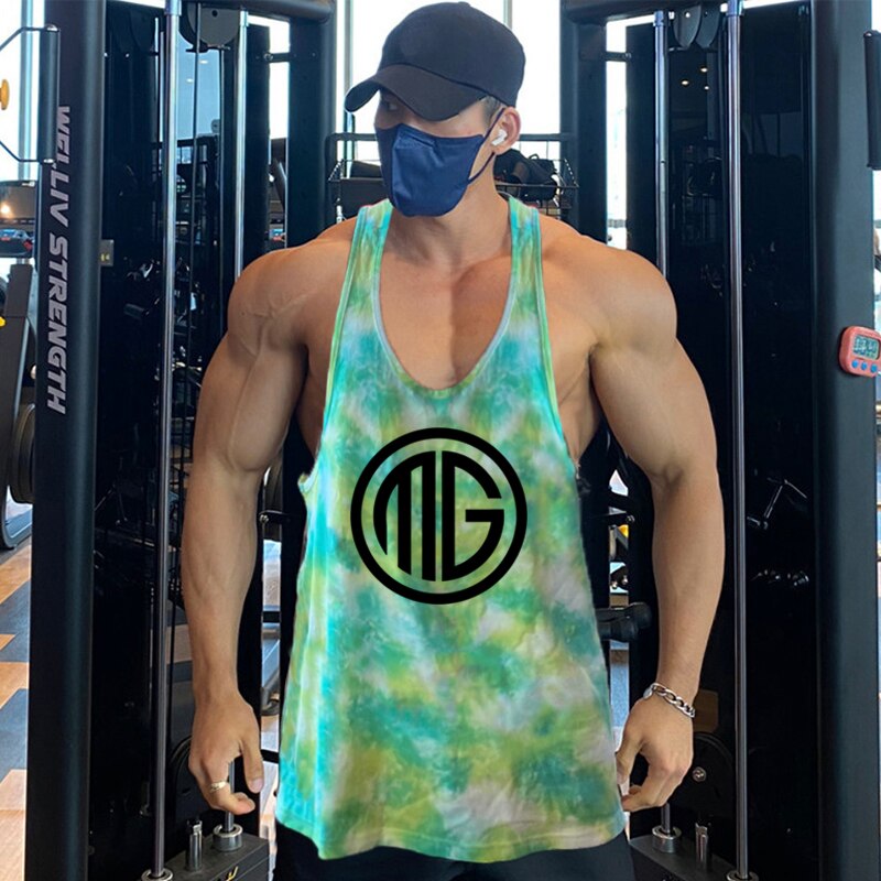 Korean Style Mens Running Summer Mesh Gym Singlets Breathable Y-Back Workout Tank Top Sleeveless Fitness Casual Camo